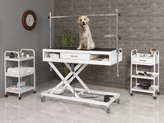 Pet Bakım ve Muayene Masası, Motorlu Pet Bakım Masası, Çekmeceli Pet Kuaför Masası