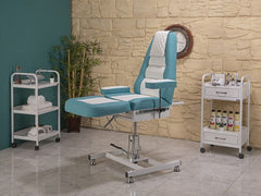 Royal-3 Ekstra Yüksek Hareketli Hidrolikli Koltuk | Turkuaz - Beyaz