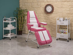 Anka-2 Sırt ve Ayak Kısmı Hareketli Koltuk | Pembe - Beyaz