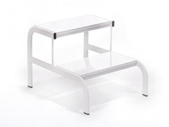 İki Basamaklı Eskabo Merdiven | Metal Gövde - Beyaz - Oval