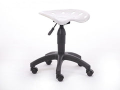 Amortisörlü Çalışma Taburesi | Plastik Oturaklı - Beyaz - Plastik Ayak