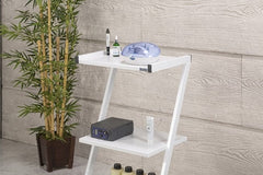 İron Cihaz Taşıma ve Setup Sehpası | Z Tipi - 3 Raflı - Beyaz