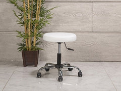 Amortisörlü Çalışma Taburesi | Beyaz - Kromajlı Ayak