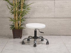 Amortisörlü Çalışma Taburesi | Dökme Sünger - Beyaz - Kromajlı Ayak
