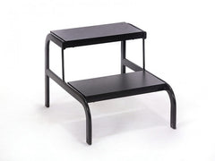 İki Basamaklı Eskabo Merdiven | Metal Gövde - Siyah - Oval