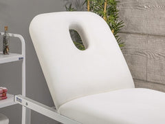 Oval Katlanır Bakım ve Masaj Masası | Beyaz - Havluluk Aparatlı