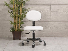 Amortisörlü Çalışma Sandalyesi | Beyaz - Kromajlı Ayak