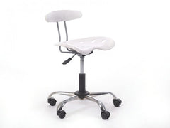 Amortisörlü Çalışma Sandalyesi | Plastik Oturaklı - Beyaz - Kromajlı Ayak