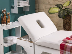 Natura Sırt Hareketli Ahşap Bakım ve Masaj Masası - Beyaz