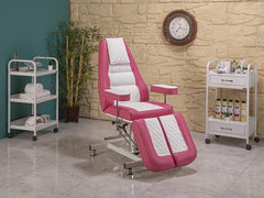 Royal-2 Yükseklik Hareketli Hidrolikli Koltuk | Pembe - Beyaz