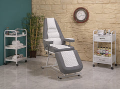 Anka Sırt ve Ayak Kısmı Hareketli Koltuk (Gri - Beyaz)