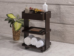 Çekmeceli Setup Masası , Hareketli Etejer, Tekerlekli Ahşap Masa, Ahşap Renkli Cihaz Sehpası