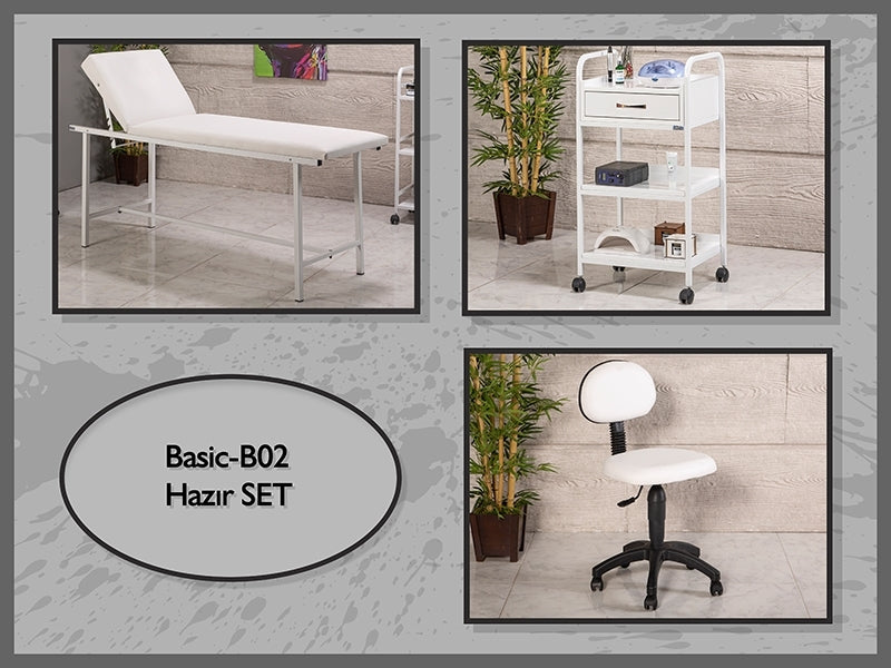 Hazır Cilt Bakım Sedye Seti, Sedye , Cihaz Sehpası, Sandalye, Bakım Seti, Epilasyon Sedyesi