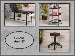 Hazır Tattoo Sedyesi Seti, Delikli Sedye, Cihaz Sehpası, Tabure, Epilasyon Sedyesi, Sir Ağda Yatağı