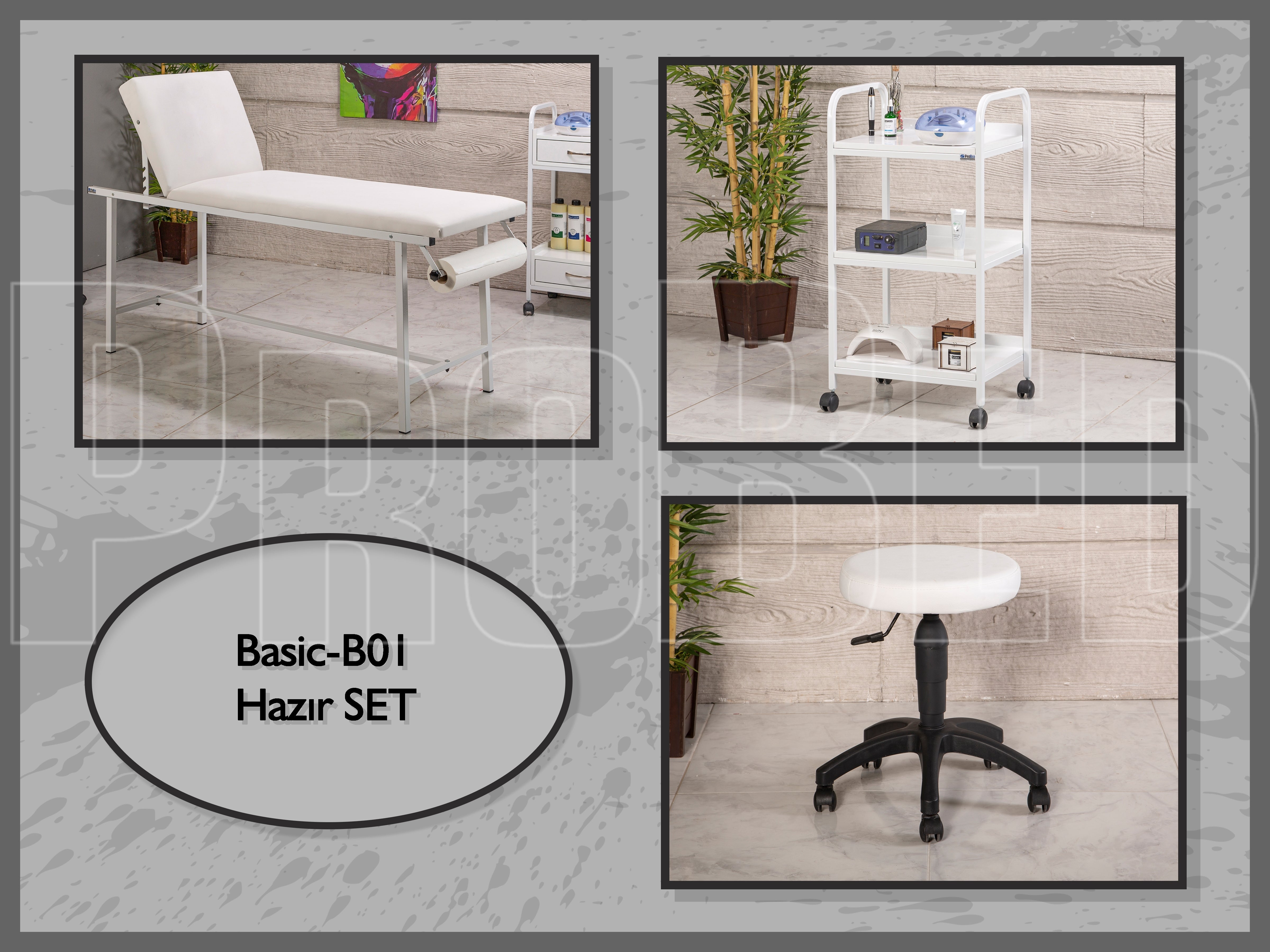 Hazır Setler | Basic-B01 | Sedye, Cihaz Sehpası, Tabure