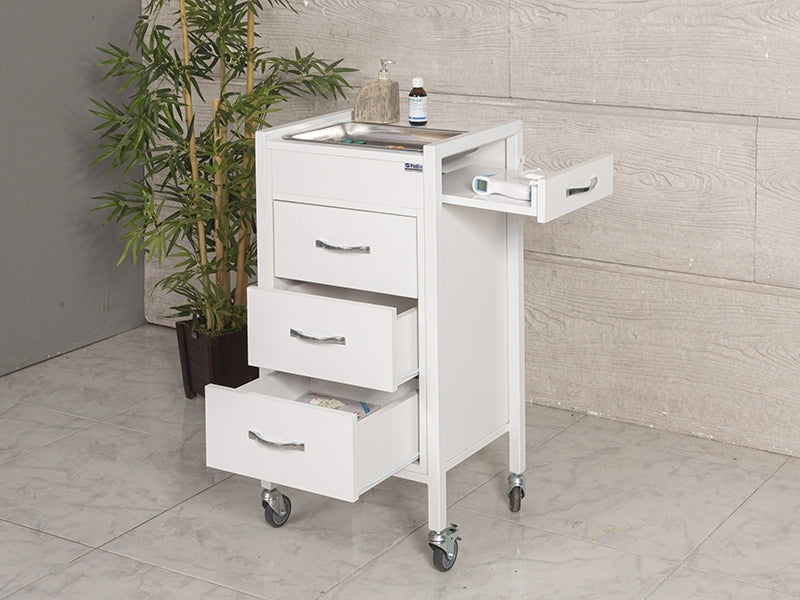 Cihaz Taşıma Sehpası, Frenli Tekerlekli Etejer, Kromlu Taslı cihaz Taşıma Sehpası, Çekmeceli Etejer