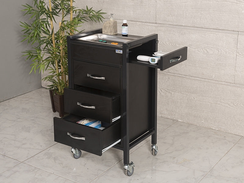 Çekmeceli Tekerlekli Ahşap Cihaz Sehpası, Pansuman Arabası, Setup Sehpası