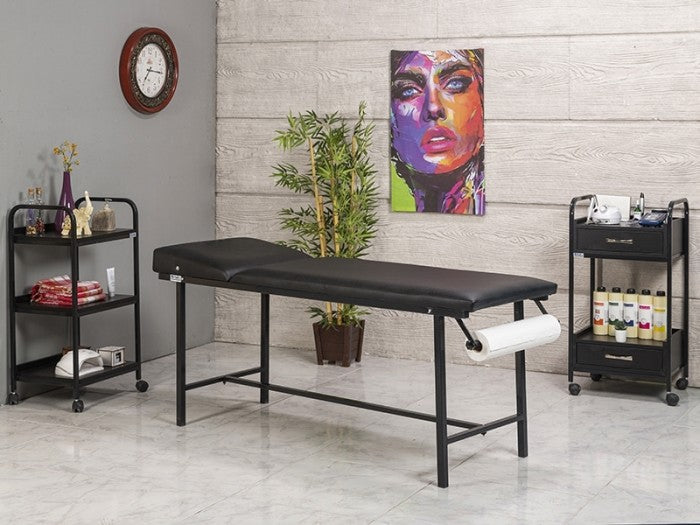 Basic Katlanır Ayaklı Bakım Masası | Siyah - Havluluk Aparatlı