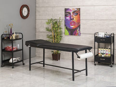 Basic Katlanır Ayaklı Bakım Masası | Siyah - Havluluk Aparatlı