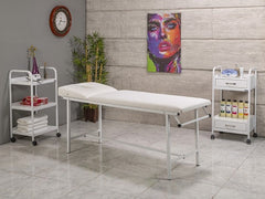 Basic Katlanır Bakım ve Masaj Masası | Beyaz - Havluluk Aparatlı