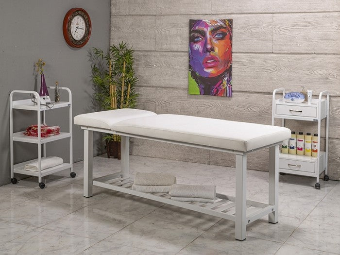 Elit Ekstra Sağlam Sırt Hareketli Bakım Masası | Beyaz