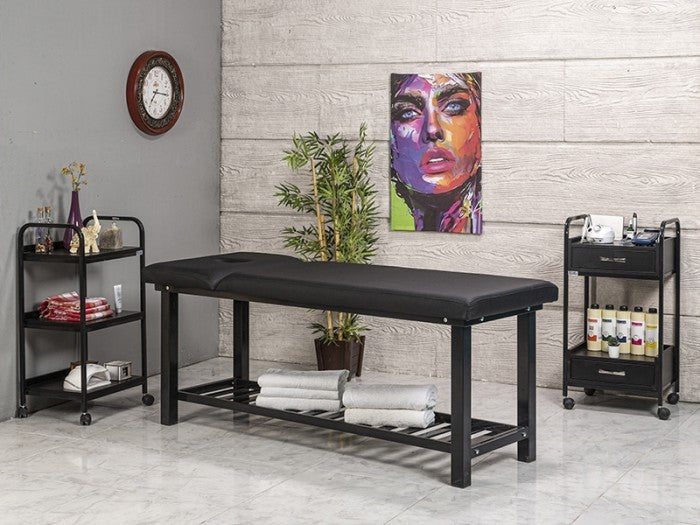 Elit Ekstra Sağlam Sırt Hareketli Bakım ve Masaj Masası | Siyah