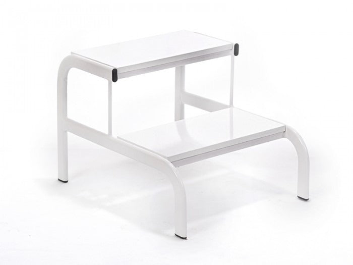 İki Basamaklı Eskabo Merdiven | Metal Gövde - Beyaz - Oval