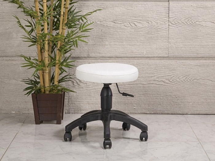 Amortisörlü Çalışma Taburesi | Beyaz - Plastik Ayak