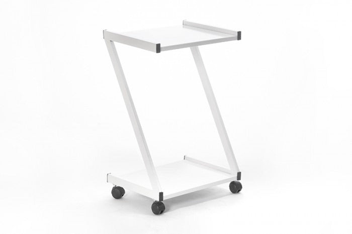 İron Cihaz Taşıma ve Setup Sehpası | Z Tipi - 2 Raflı - Beyaz