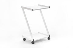 İron Cihaz Taşıma ve Setup Sehpası | Z Tipi - 2 Raflı - Beyaz