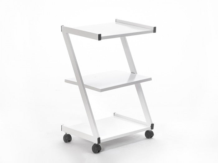 İron Cihaz Taşıma ve Setup Sehpası | Z Tipi - 3 Raflı - Beyaz