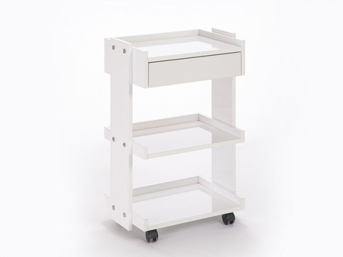 Natura Cihaz Taşıma ve Setup Sehpası | Tek Çekmeceli - Beyaz