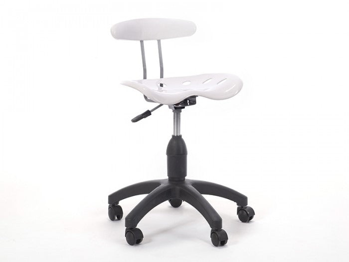 Amortisörlü Çalışma Sandalyesi | Plastik Oturaklı - Beyaz - Plastik Ayak