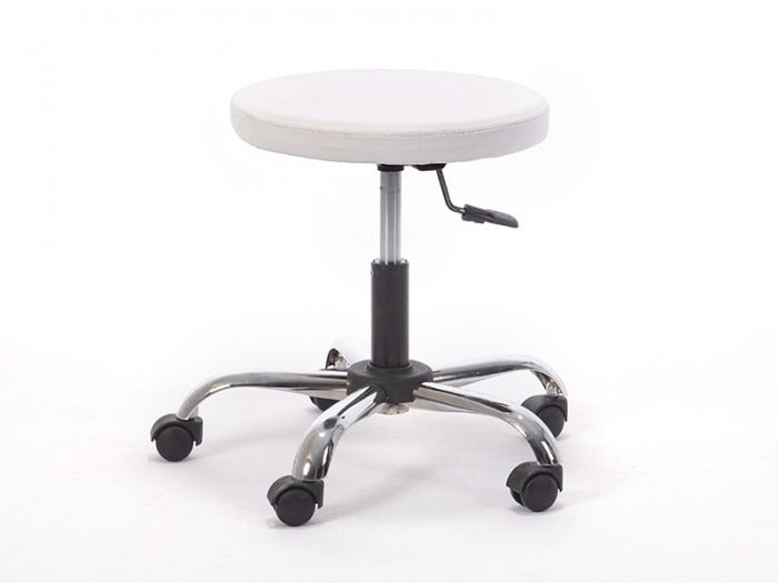 Amortisörlü Çalışma Taburesi | Dökme Sünger - Beyaz - Kromajlı Ayak