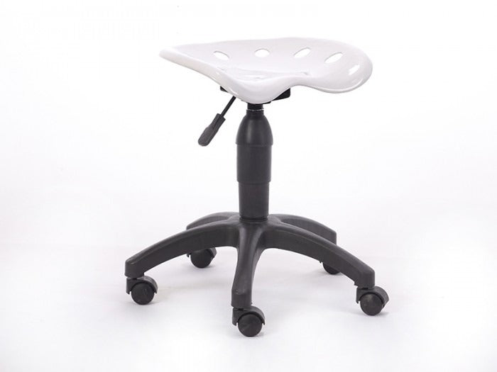 Amortisörlü Çalışma Taburesi | Plastik Oturaklı - Beyaz - Plastik Ayak