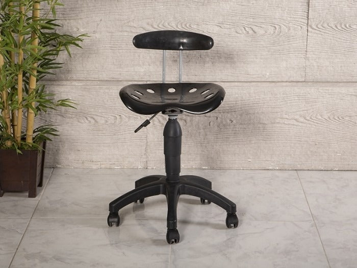 Amortisörlü Çalışma Sandalyesi | Plastik Oturaklı - Siyah - Plastik Ayak