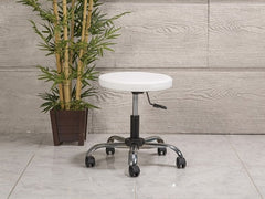 Amortisörlü Çalışma Taburesi | Dökme Sünger - Beyaz - Kromajlı Ayak