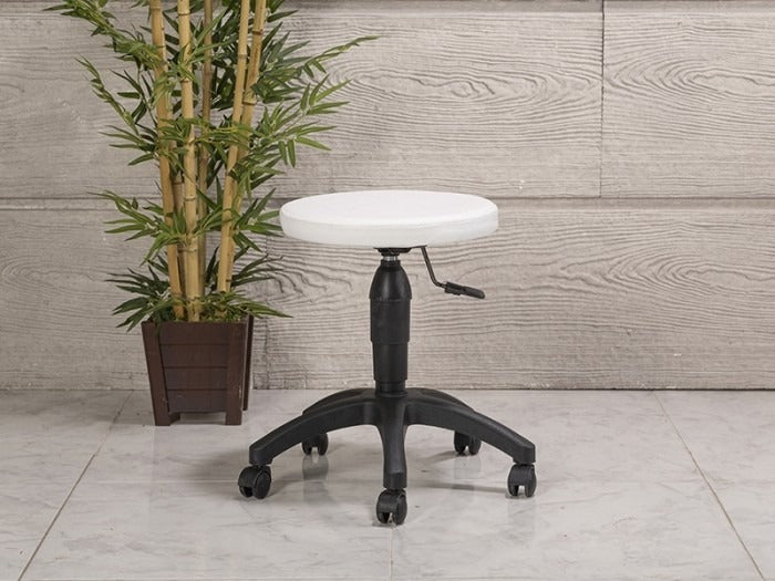 Amortisörlü Çalışma Taburesi | Dökme Sünger - Beyaz - Plastik Ayak