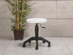 Amortisörlü Çalışma Taburesi | Dökme Sünger - Beyaz - Plastik Ayak