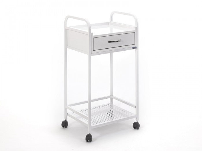 Arya Cihaz Taşıma ve Setup Sehpası | Ahşap Çekmeceli - Beyaz - Sac