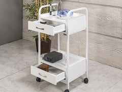 Dizayn Cihaz Taşıma ve Setup Sehpası | 2 Çekmeceli - Beyaz