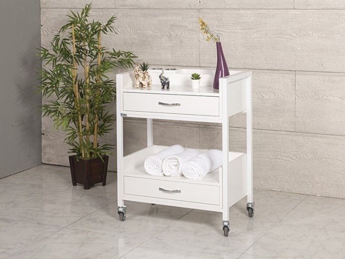 Teos Cihaz Taşıma ve Setup Sehpası | 2 Çekmeceli - Beyaz