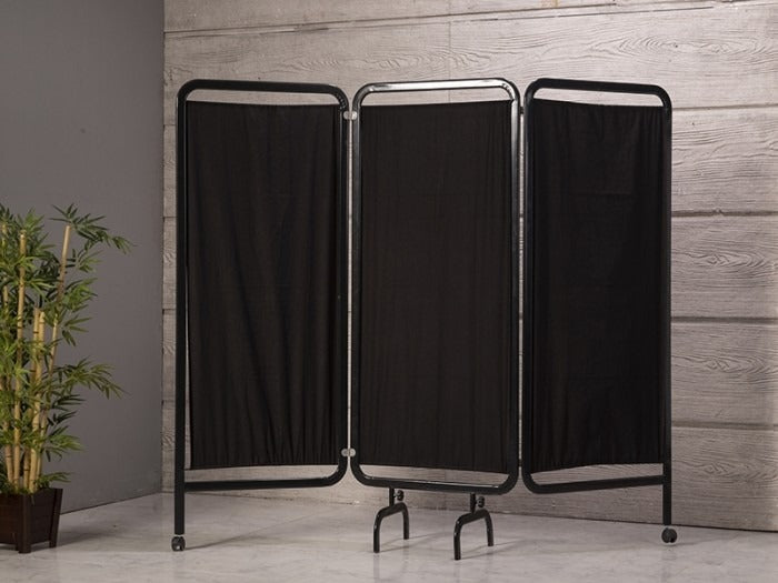 3 Kanatlı Paravan Perde | Siyah - Oval