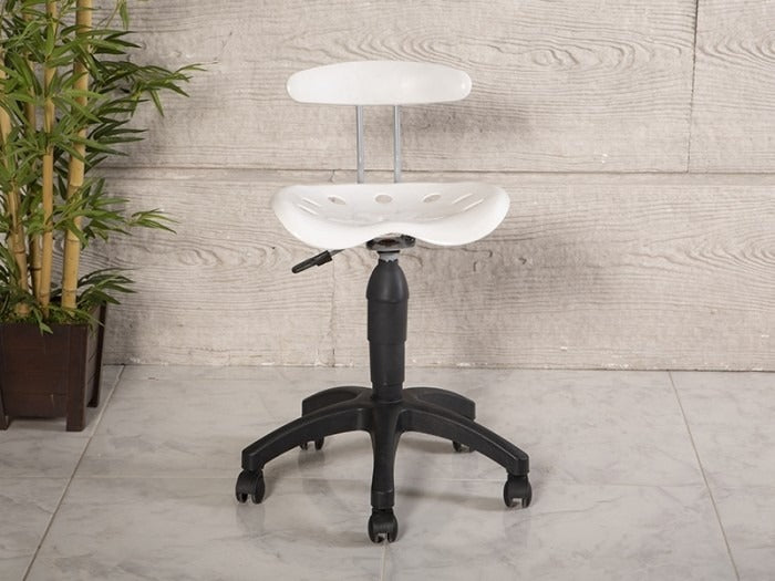 Amortisörlü Çalışma Sandalyesi | Plastik Oturaklı - Beyaz - Plastik Ayak
