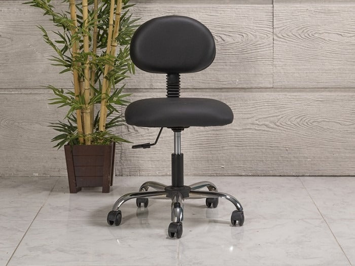 Amortisörlü Çalışma Sandalyesi | Siyah - Kromajlı Ayak