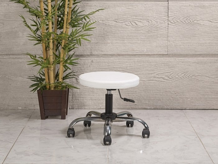 Amortisörlü Çalışma Taburesi | Dökme Sünger - Beyaz - Kromajlı Ayak