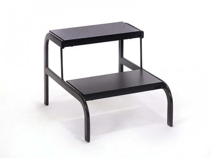 İki Basamaklı Eskabo Merdiven | Metal Gövde - Siyah - Oval