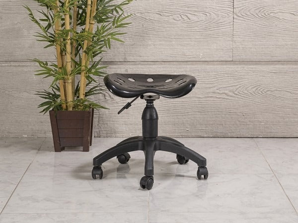 Amortisörlü Çalışma Taburesi | Plastik Oturaklı - Siyah - Plastik Ayak