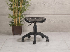 Amortisörlü Çalışma Taburesi | Plastik Oturaklı - Siyah - Plastik Ayak