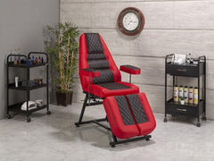 Anka-2 Çift Ayaklı Dövme Tattoo Koltuğu | Kırmızı - Siyah